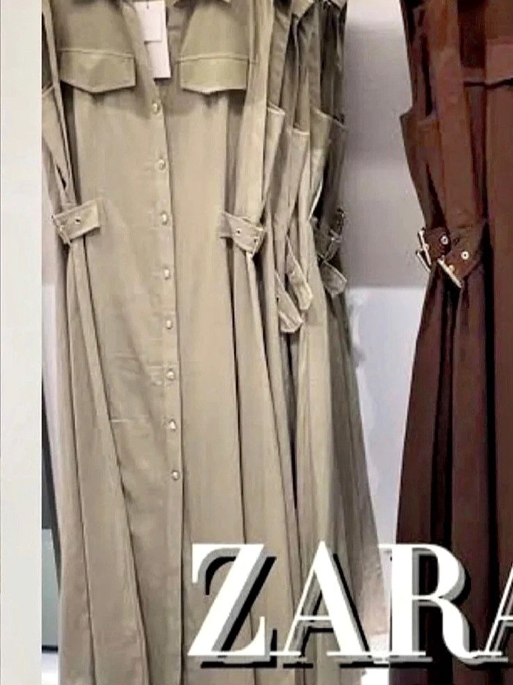 Zara Utility Midi Shirt Dress Maxi Dress in Green Small - Picture 2 of 7